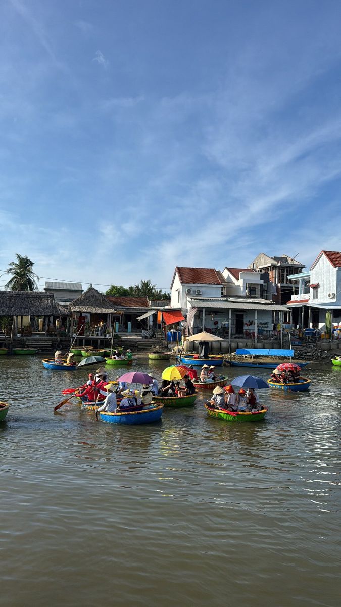 Basket boats on the river near Hoi An