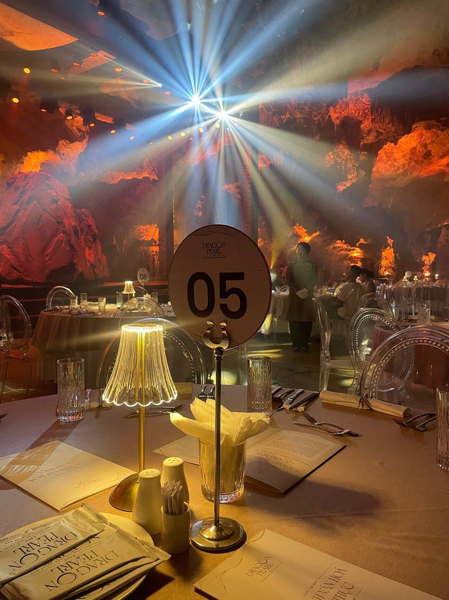 Dragon Pearl table setting inside the cave